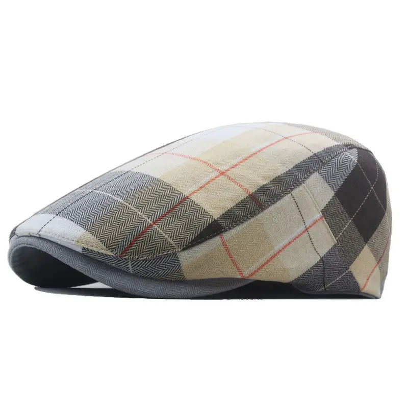 Four Seasons Cotton Striped Print Newsboy Caps Flat Peaked Cap Men and Women Painter Beret Hats 117