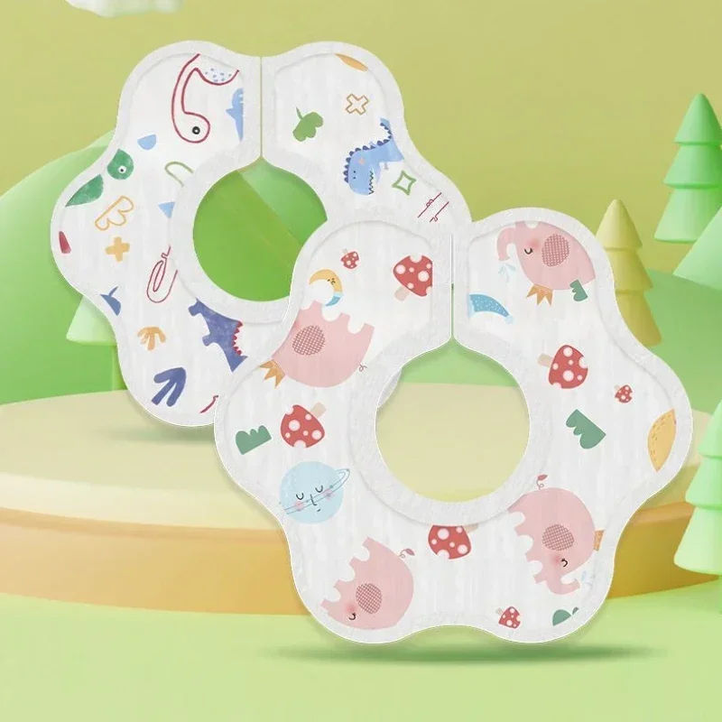 A pack of 10 disposable bibs, baby drool towel, waterproof 360 degree anti spitting gauze, newborn neck scarf