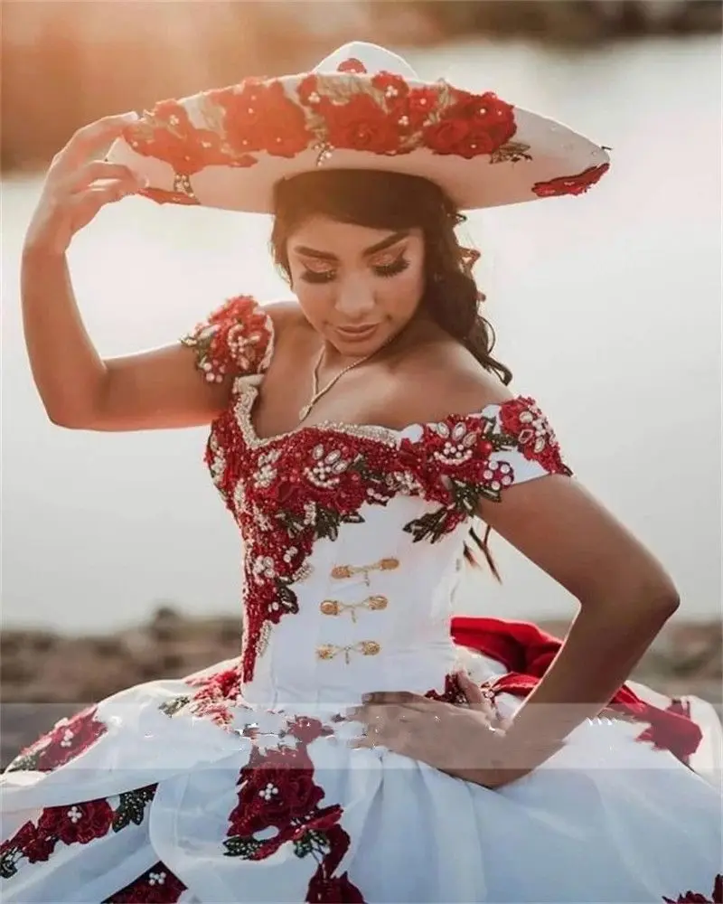 red mariachi dress Mariachi Red And Gold 15 Dresses Mariachi Quinceanera Dresses For Sale On Sale