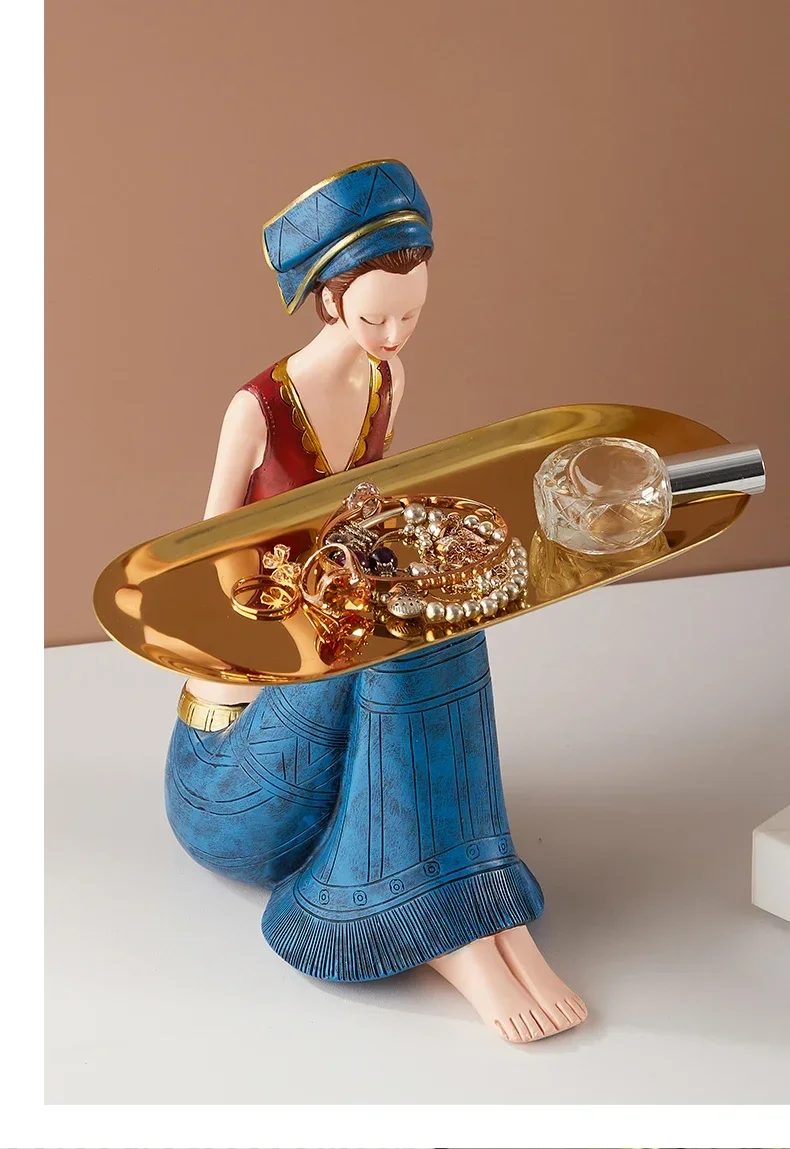 Nordic Home Decor Girl Art Figure Storage Tray Ornament Luxury Living Room Kawaii Desk Accessories Interior Figurines Decoration S0bbb2d9842874a82bbd1139ea2a84362u