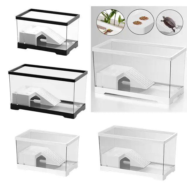 Turtle Tank Turtle Habitat Multifunctional Area Hideout Box Terrapin with Platform Tortoise Enclosure Starter Indoor Decor 4