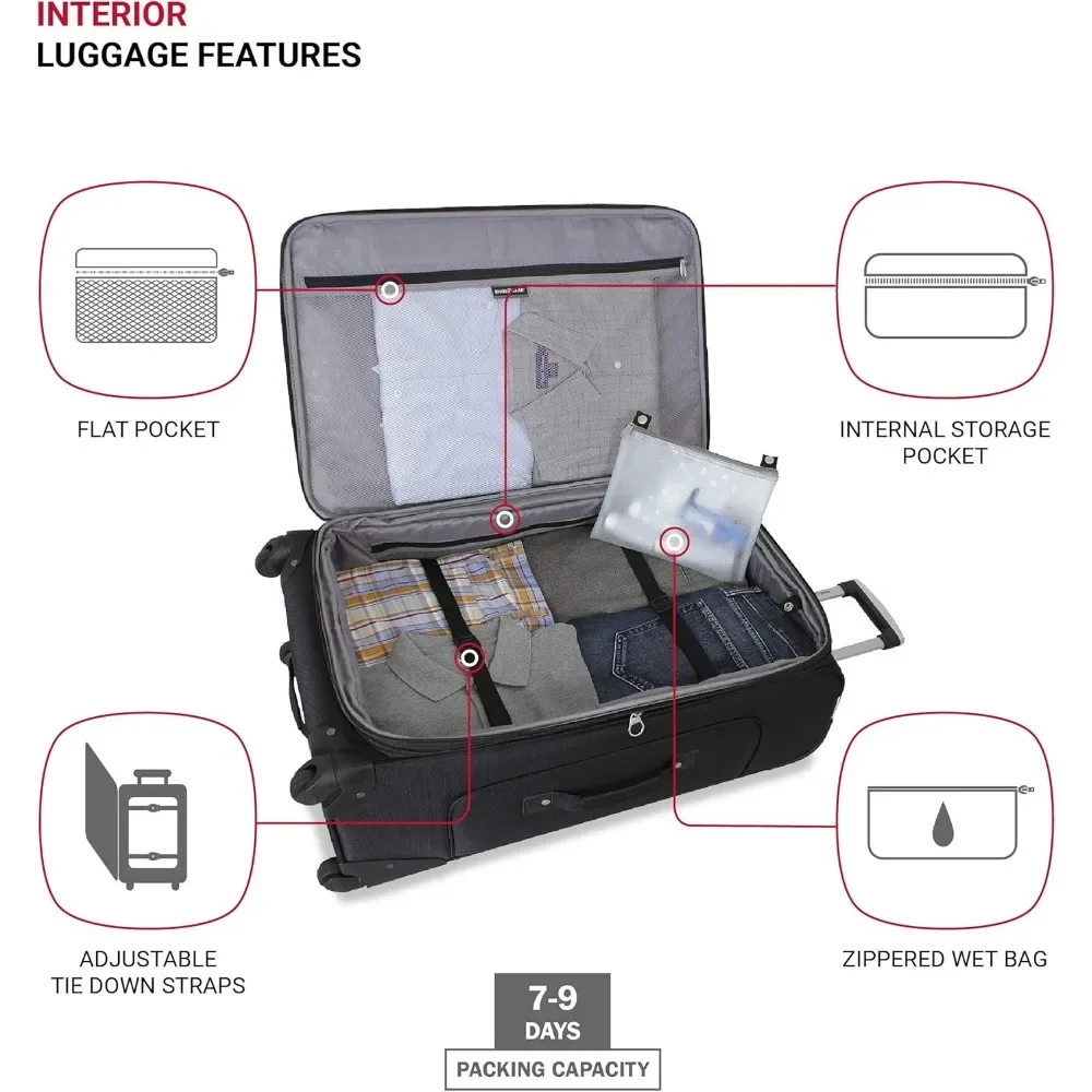 SwissGear Sion Softside Expandable Luggage, Black, Checked-Large 29-Inch