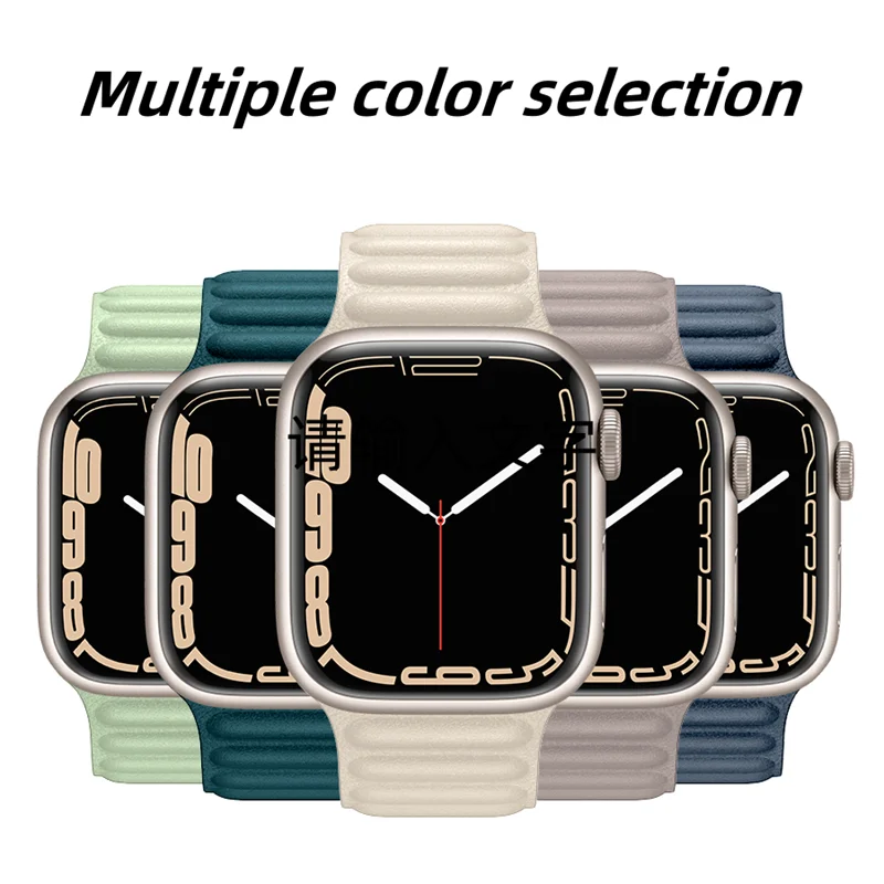 애플 워치 밴드용 가죽 링크, 오리지널 마그네틱 루프 팔찌, IWatch 시리즈 8 울트라 3 SE 6 7 스트랩, 45mm, 41mm, 40mm, 44mm, 49mm