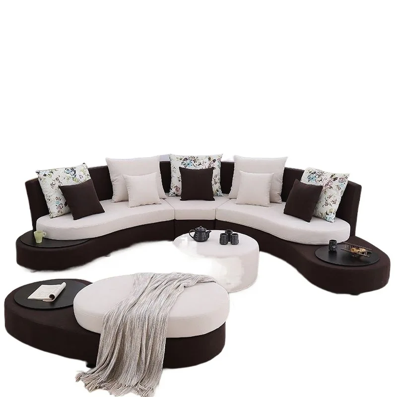 

Small and minimalist modern living room with removable and washable fabric sofa
