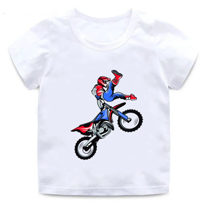 

Summer 2023 Motorcycle Motocross Rider Cool Kids T-Shirt Baby Boys Casual Funny T shirt Children Streetwear Girls Clothes 3-14Y