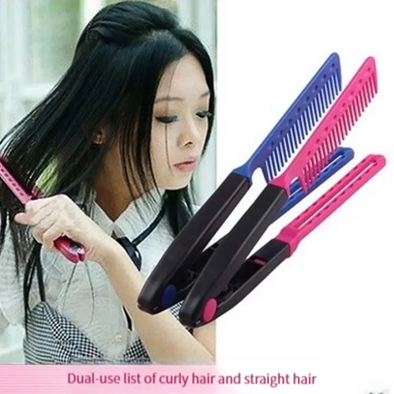 Hairdressing Styling Hair Straightening Comb Flat Comb Salon Hair Brush Combs Straightener V-shaped Straight Comb Straightener