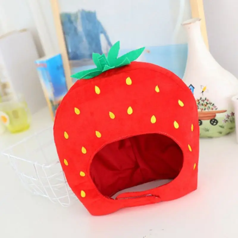 Cosplay Hat Plush Strawberry Hat Scarf Earflap Soft Winter Warm Full Headgear for Women Men Kids Novelty Cosplay Costume