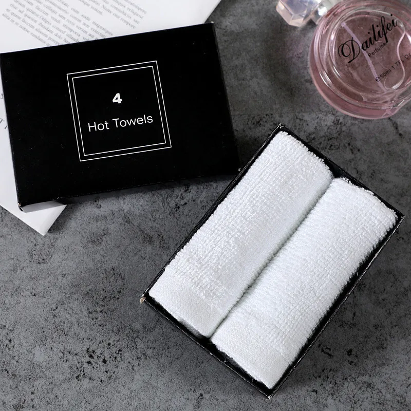 4Pcs 25x25cm White Soft Cotton Small Square Home Hotel Bathroom Multifunctional Cleaning Hand Towel