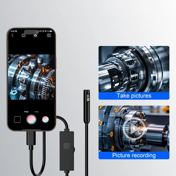 3 IN 1 Industrial Endoscope Dual 8mm Camera 1080P HD for iOS/Type-C Phone Direct Connect Borescope for Inspection Car&Sewer 1