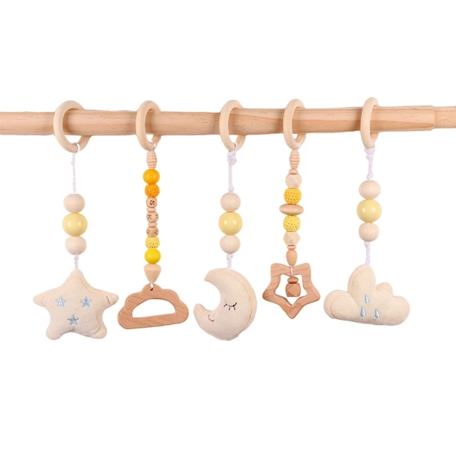 Baby Shaking Play Gym Toy Car Accs Hanging Wooden Toy for High Chair Crib Bar 3
