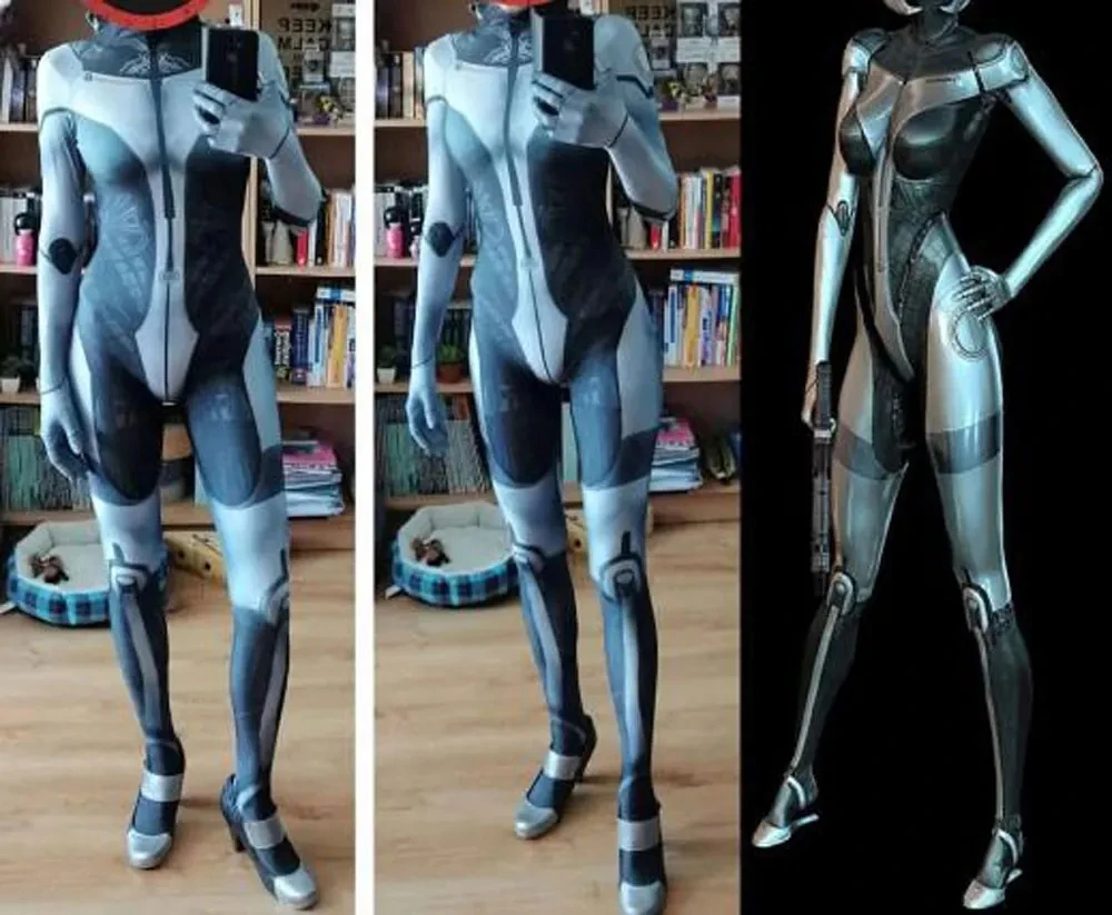 

Mass Effect Halloween Adults Female Cosplay Costumes Superhero Zentai Suit Bodysuit Kids Party Jumpsuits