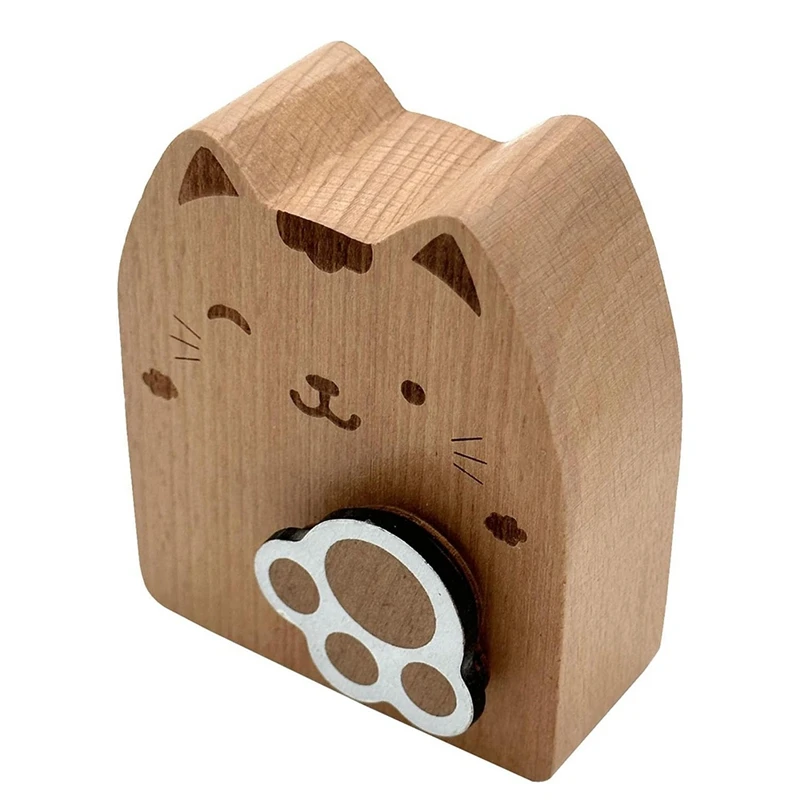 Wood Cat Wind Up Music Box Rotating Mechanism Movement Musical For Birthday Gifts A 1 Piece
