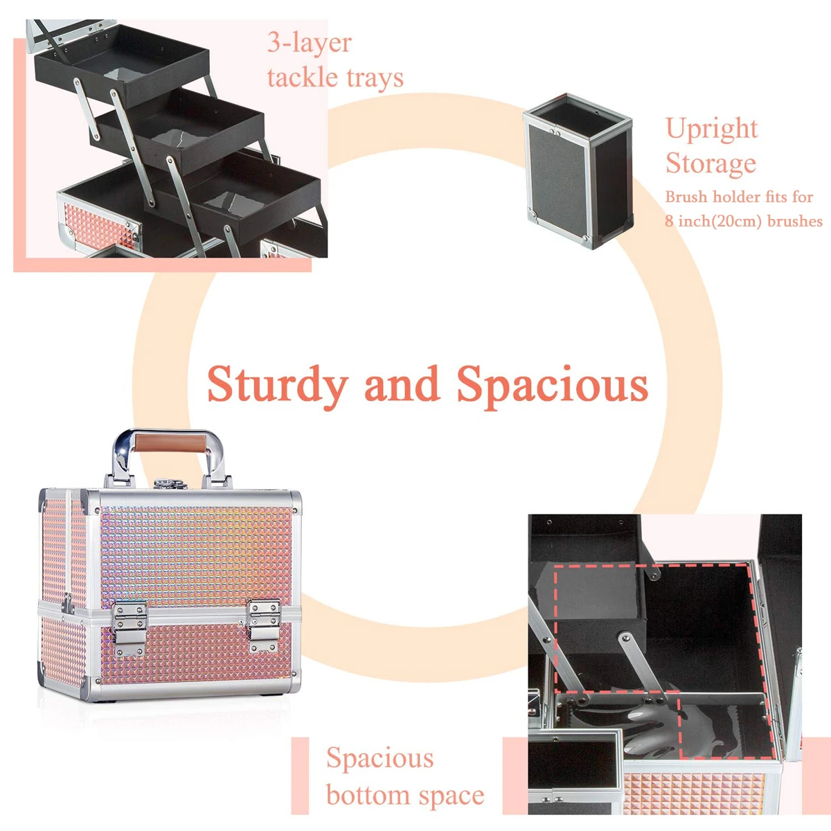 Multifunctional Lightweight Makeup Square Box, Versatile Professional Makeup Artist Tool Case 4