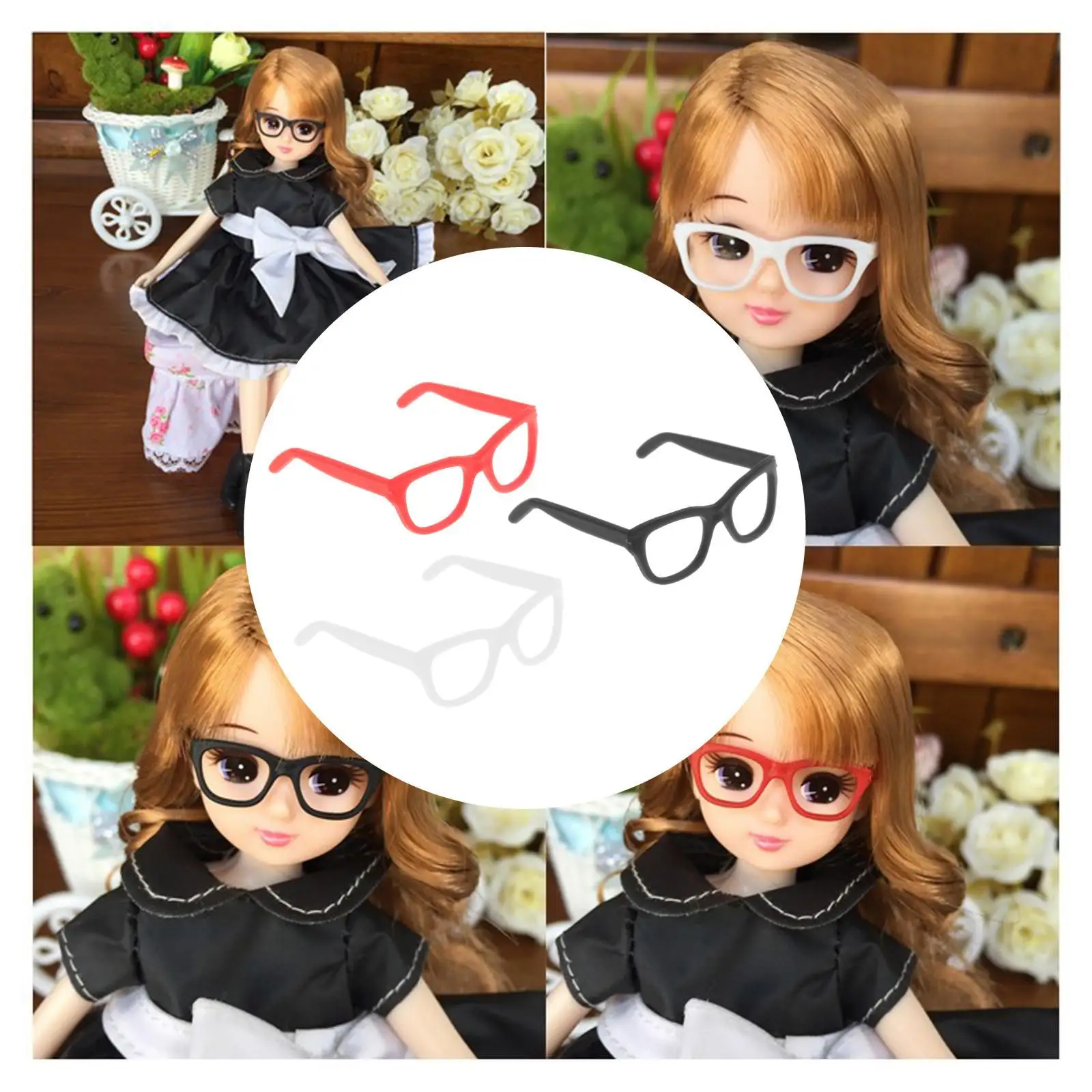 1/6 Miniature Doll Glasses Photo Props Sunglasses Gift Fashion Cute Children Toys Lensless Mini Plastic Glasses High Dolls doll eyewear accessories doll accessories
