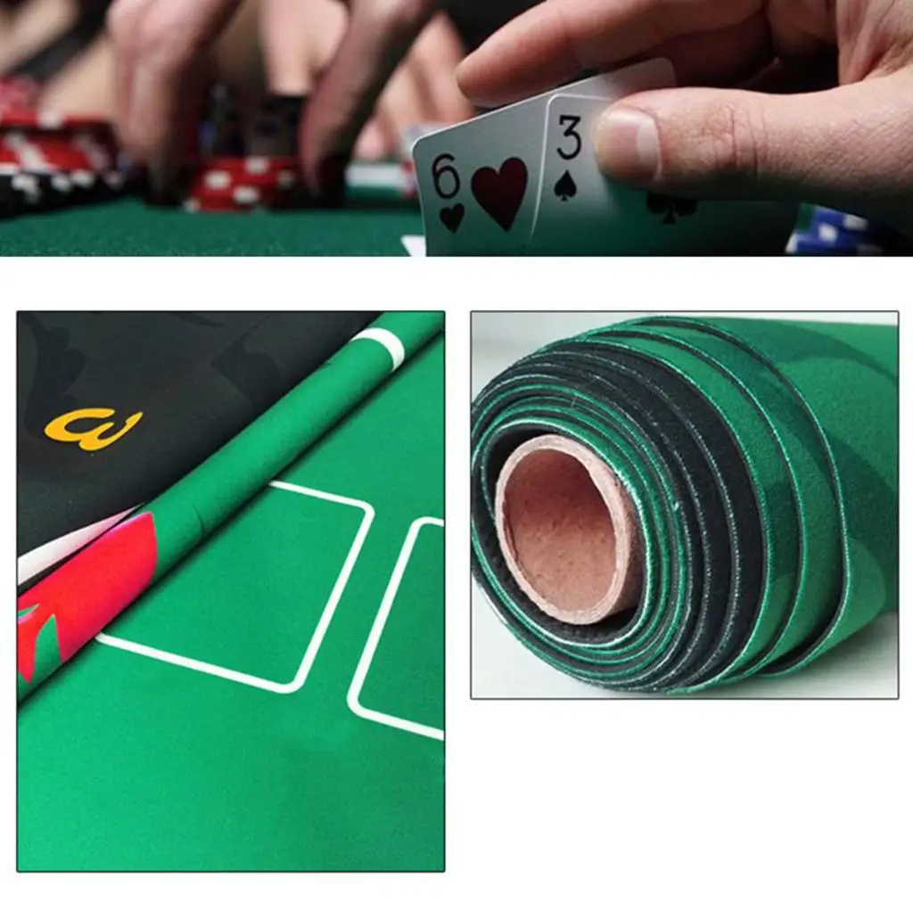 4 Inch Rubber Poker Table Layout Mat Roll Up Portable Tabletop Mat Anti- Saving Household Pokers Table Pad Felt Accessories