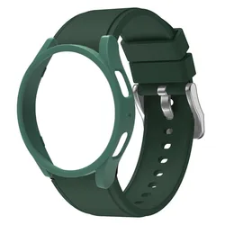 Premium Protective Case and Band Set for Smartwatch - PC Hard Hollow Frame Cover with Strap (Olive green)