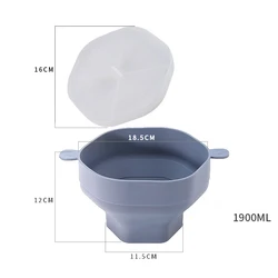 Foldable Silicone Popcorn Maker Bowl with Lid - Large Capacity Kitchen Baking Tool (GRAY)