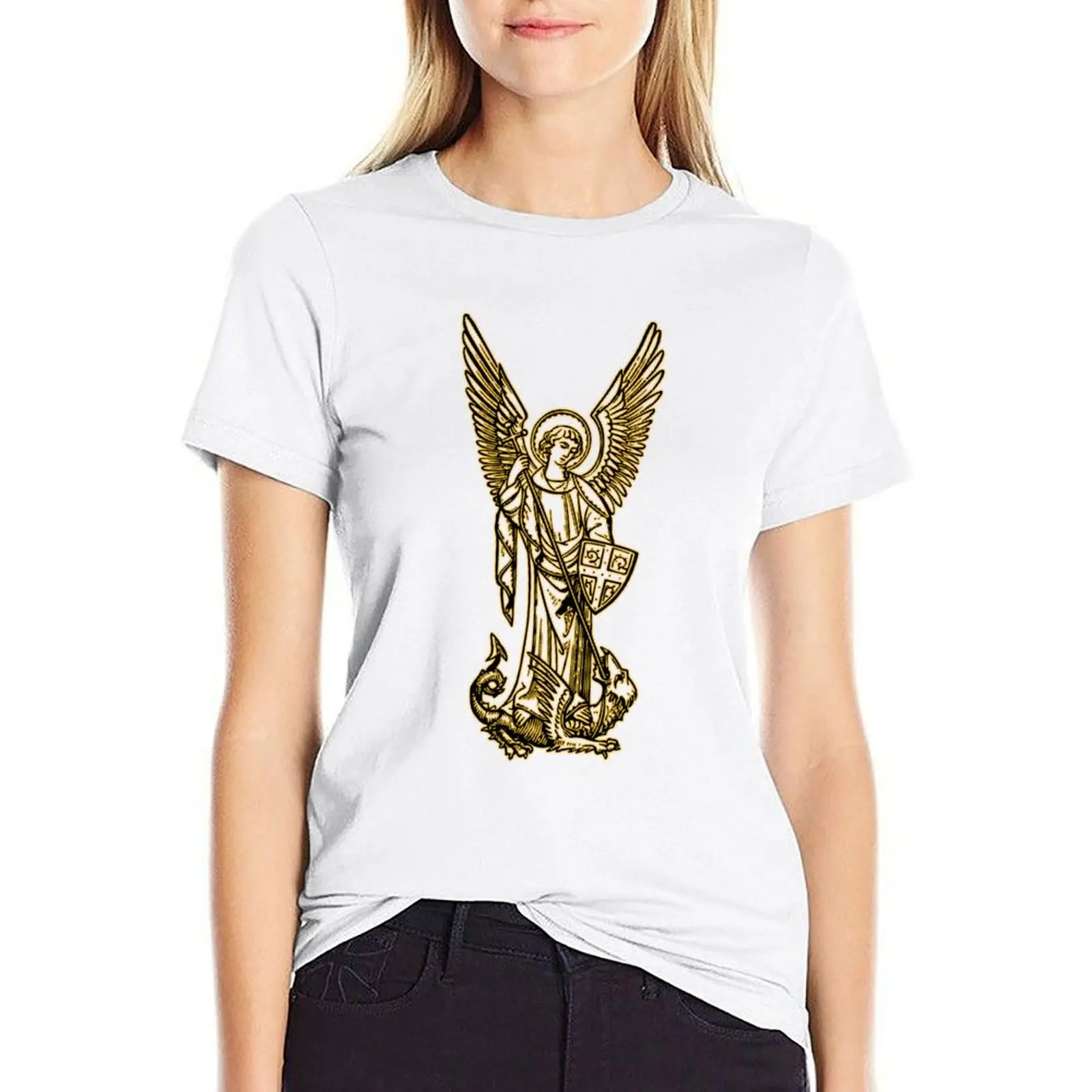 

michael archangel T-shirt Blouse Female clothing animal print shirt for girls plain t shirts for Women
