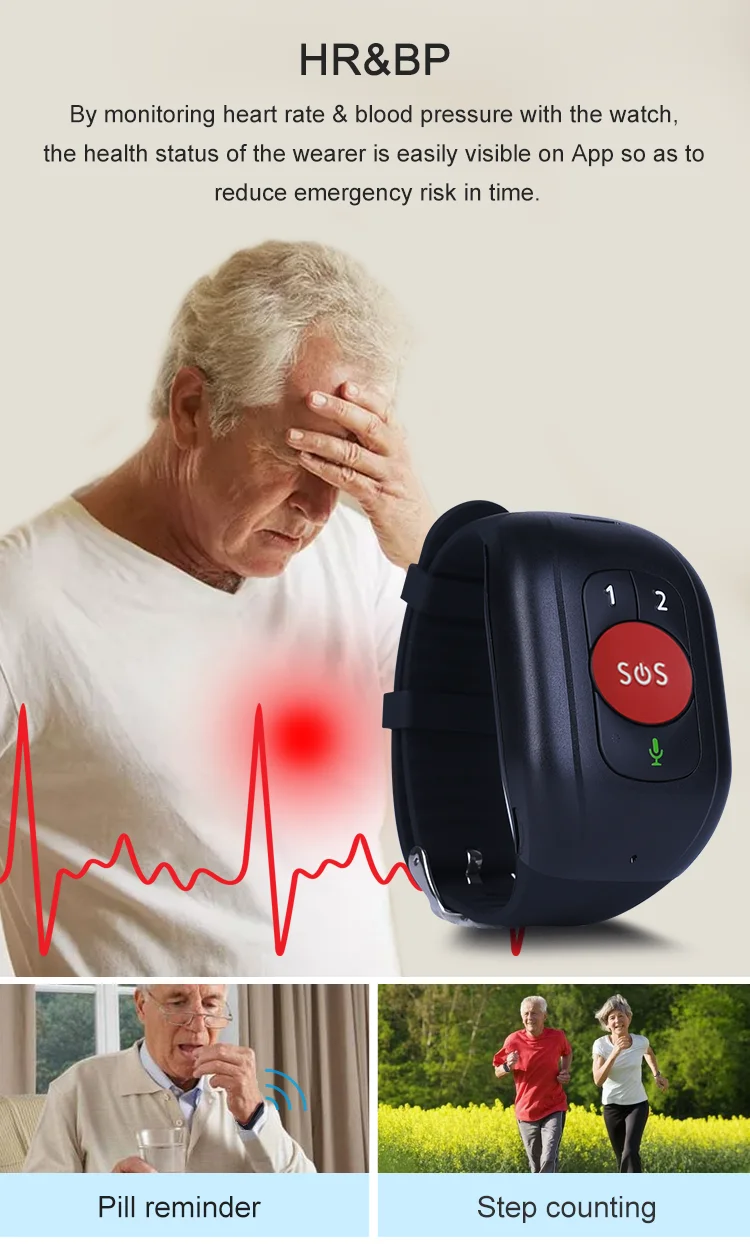 4G Elderly alarm GPS Watch 2G Tracking Bracelet Health monitor SOS IP67 Waterproof Old People Locator Fall Alert Tracker gps tracker gps locator anti lost tracker anti lost alarm smart emergency call button