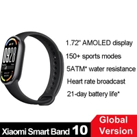 Global Version Xiaomi Smart Band 10 1.72" AMOLED Display 21-day Battery 150+ Sports Modes Heart Rate Broadcast Smart Watch 5ATM