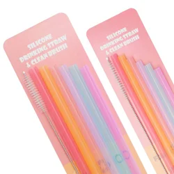 Colorful Reusable Silicone Straws Set with Cleaning Brush - 6 Pack Flexible Straws for Parties, Travel, and Everyday Use