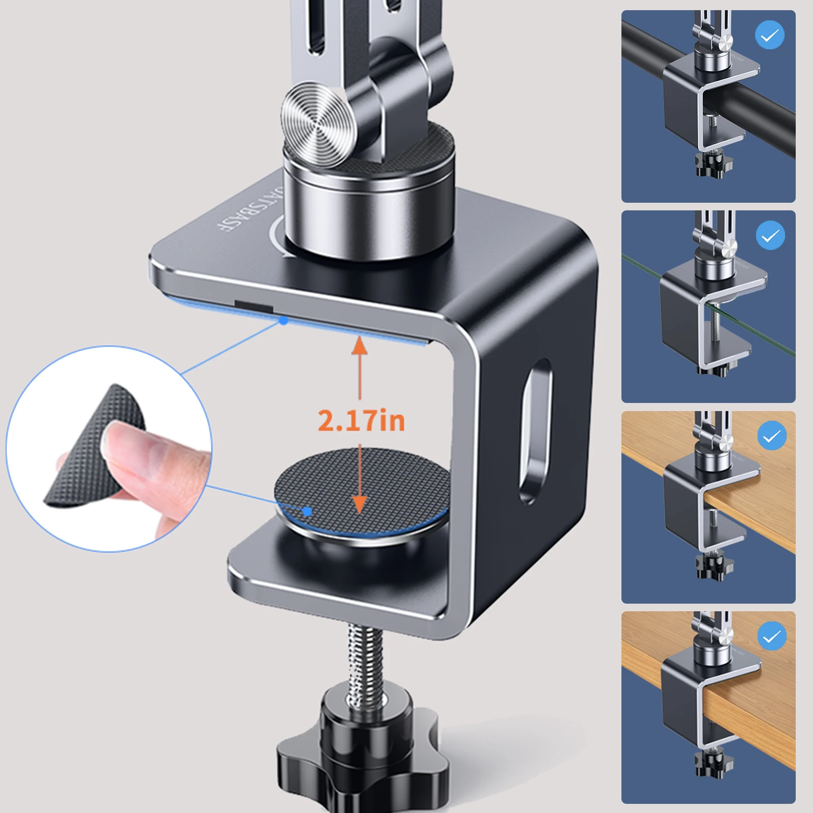 Eary Bedside Clip Phone Tablet Holder Multi-Angle Adjustable Overhead Lazy Bracket Metal Long Arm Stand Fit For 4-12.9 Inch Ipad