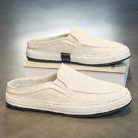 Sandales d'extérieur pour hommes, demi-pantoufle, chaussures d'été décontractées, toile à fond souple, chaussures de marche légères, chaussures vulcanisées 5