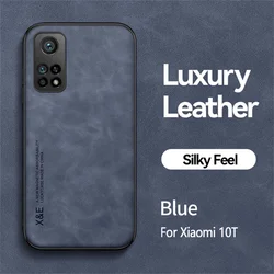 Silicone Leather Magnetic Holder Protective Case - Premium Back Cover for Mi 10T Pro (Blue)