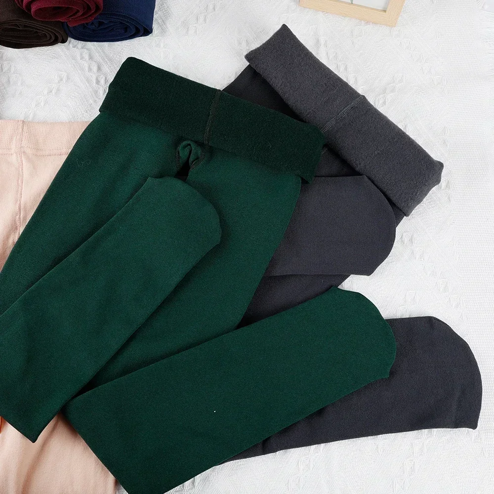 Damen-Strumpfhose mit Fleece-Futter, Winter-Thermo-Leggings, hohe Taille, dicke warme Plüschstrumpfhose, gemütliche Strümpfe für kaltes Wetter, Übergröße – Detail 8