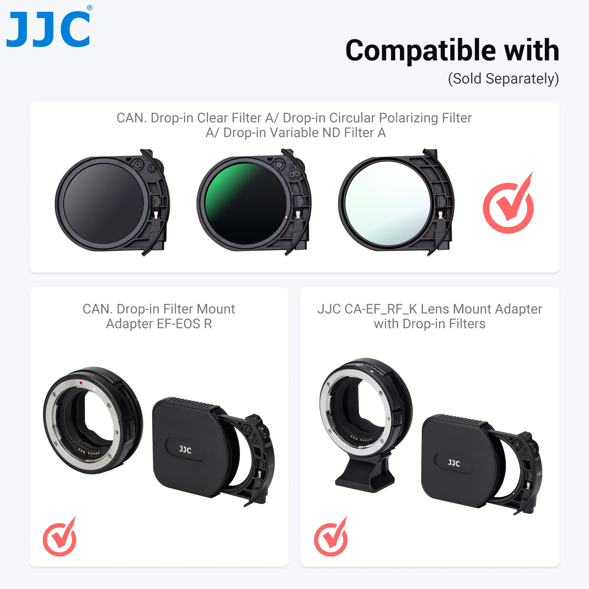 Jjc Drop-in Filter Case Organizer Kit para Canon Drop-in Clear Filter a Cpl Vnd Filter a Ef-eos r Drop-in Filter Mount Adapter - Image 2