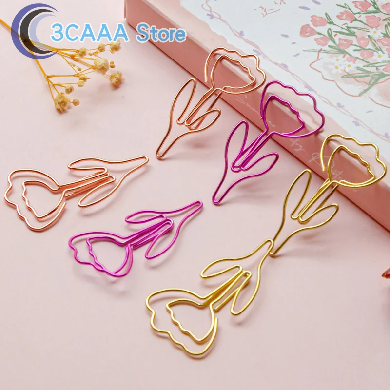 Colored Flower Shaped Paper Clip Office Stationery Metal Bookmark Holder 10PCS/Set