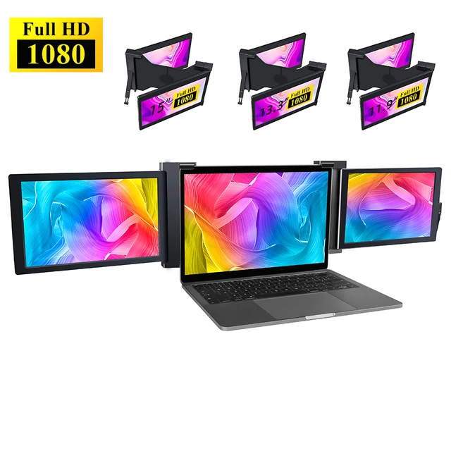 Monitor de Triple pantalla portátil de 15 pulgadas, pantalla de expansión  para ordenador portátil con resolución de 1920x1080, fácil instalación, 15-17  pulgadas - AliExpress