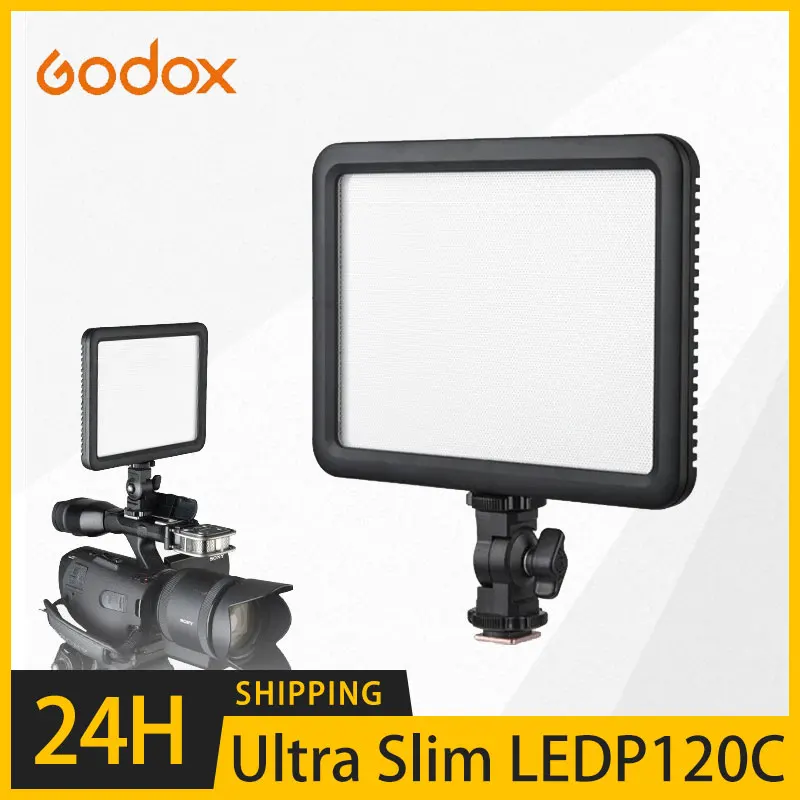 

Godox Ultra Slim LEDP120C LED Video Light Panel 12W Bi-color 3300-5600K Stepless Dimmable Brightness for Camera DV Canon Nikon