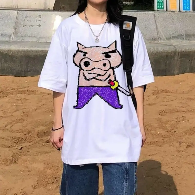 

Аниме Kawaii Мультфильм Crayon Shin Chan короткий рукав Instagram Футболка свободная Комфортная Повседневная одежда Досуг Спорт доступная Милая для девочек