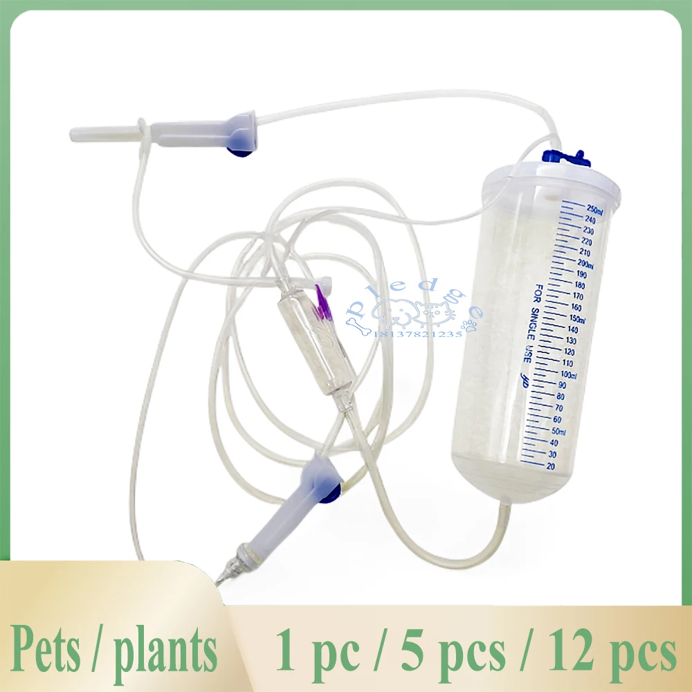 Pet Or Farming Animal Needle Hanging Bottle Infusion Set 250ml Clinic Care With Scale