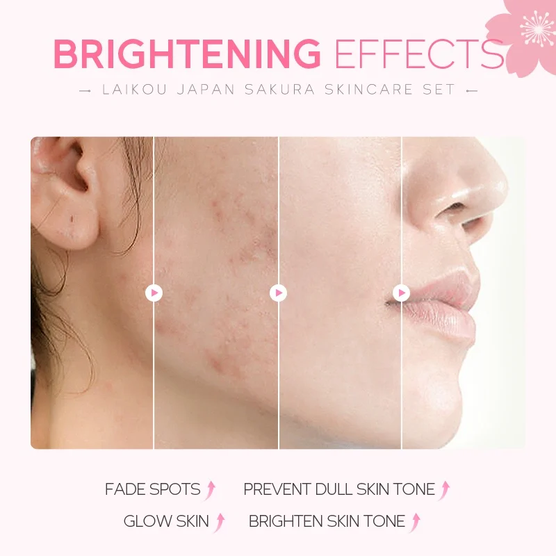 LAIKOU Sakura 4pcs/Set Skin Rejuvenating Serum Lighten Blemishes Moisturizer Fade Dark Circle Eye Cream