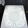 High-Quality Silk Fitted Sheet With Elastic Band Bedsheet Solid Color Fit Sheet Soft Comfortable Mattress Cover 3