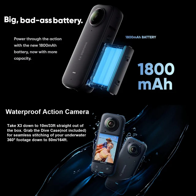 Insta360 X5 - Waterproof 360 Action Camera With 1/1.28 Sensors, 8K 360 Foto De 72 Mp Lente Unica 4k60fps Rendimiento Mejorado Con Poca Luz Lentes Mejoradas&pid=yzy5nzixng - View #4