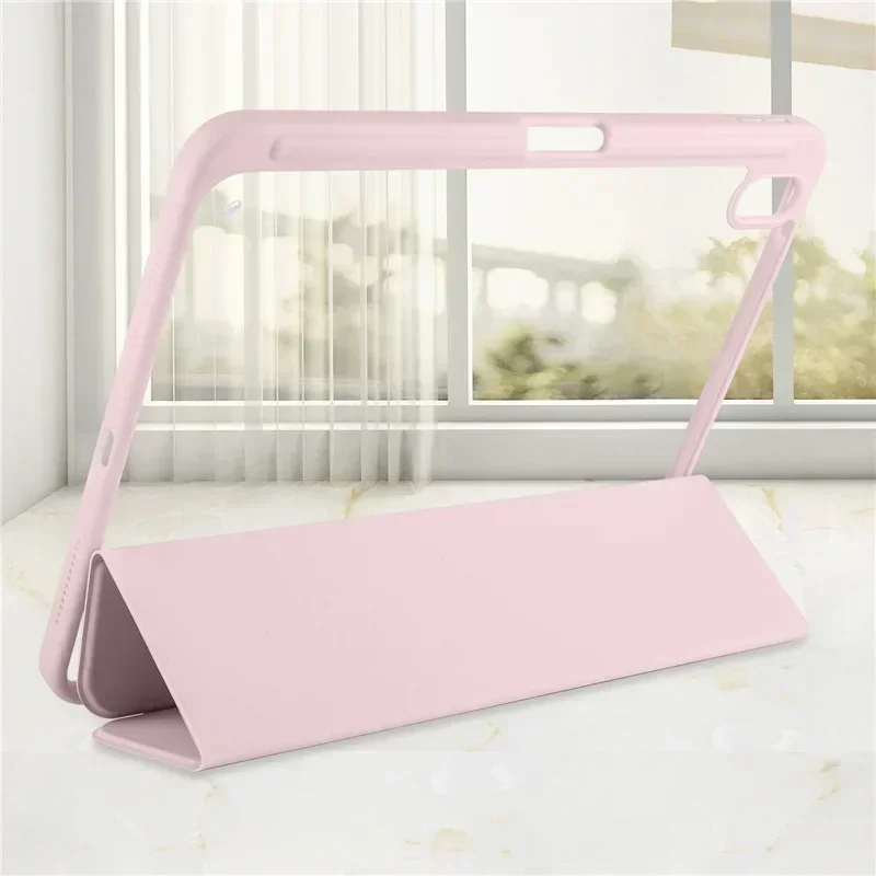 Sleek Trifold Acrylic Clear Back Case with Pen Holder