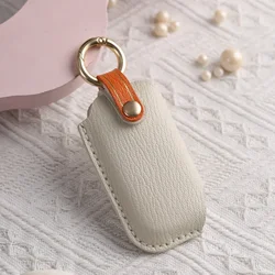 Premium Leather Car Key Fob Cover - Key F (Beige)