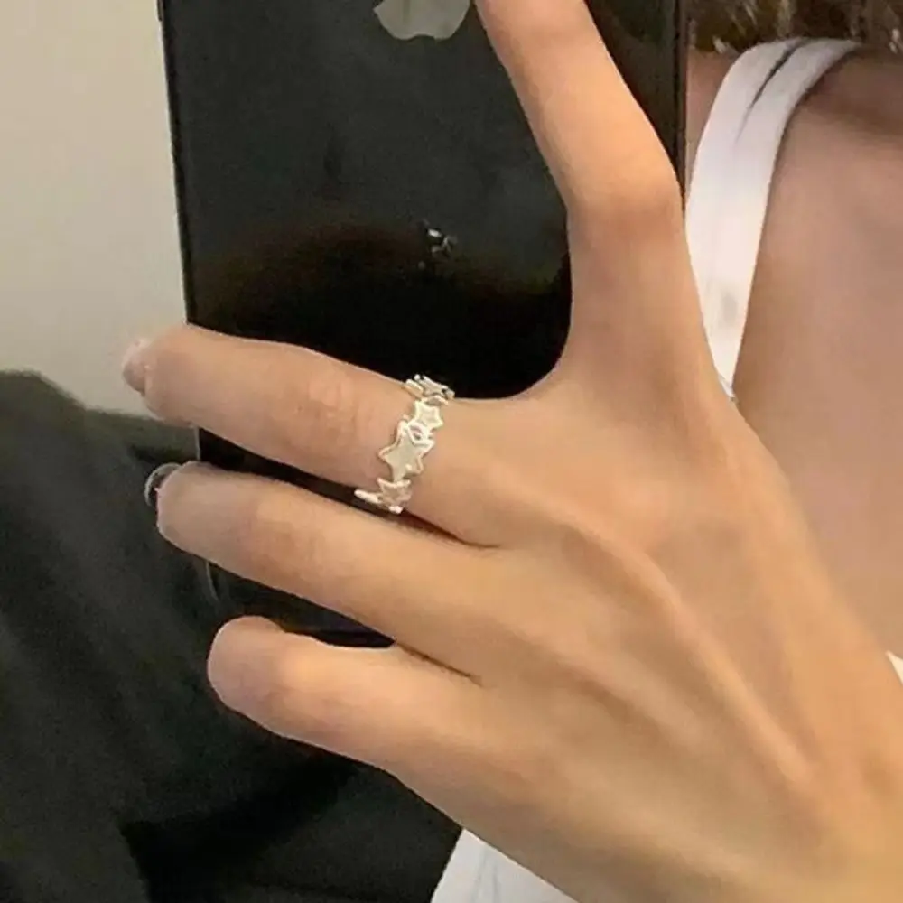 Anello a forma di stella coreana in stile 2025, gioielli, accessori in lega, chiusura a pollice KPOP, design geometrico in stile etnico, anello aperto Y2K per coppie_voghion.com
