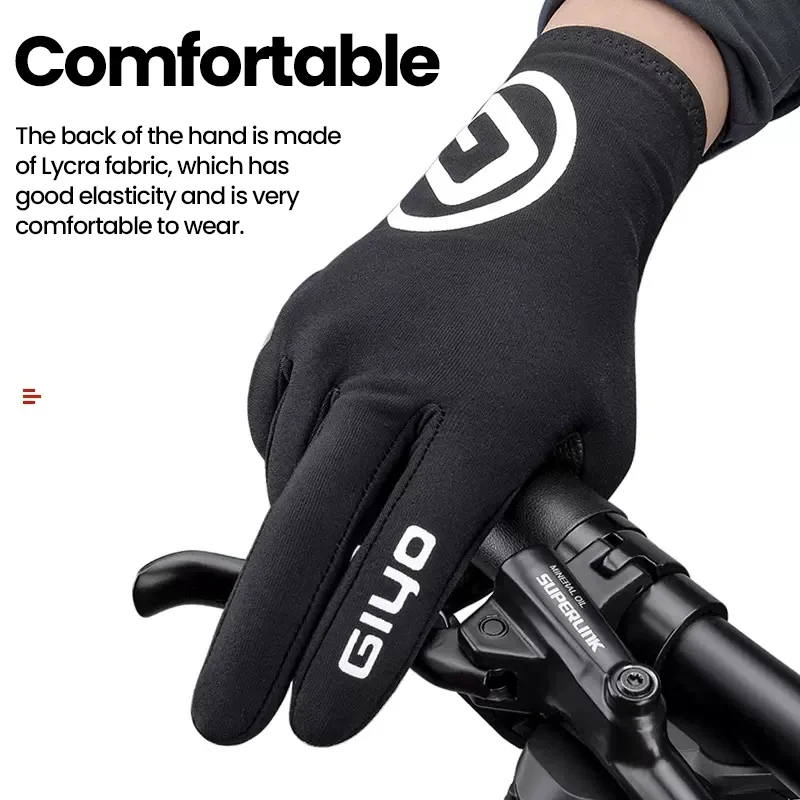 GIYO Bicycle Winter Gloves MTB Road Bike Thicken Warm Touch Screen Full Finger Gloves Cycling Outdoor Sports Thermal Mittens 4
