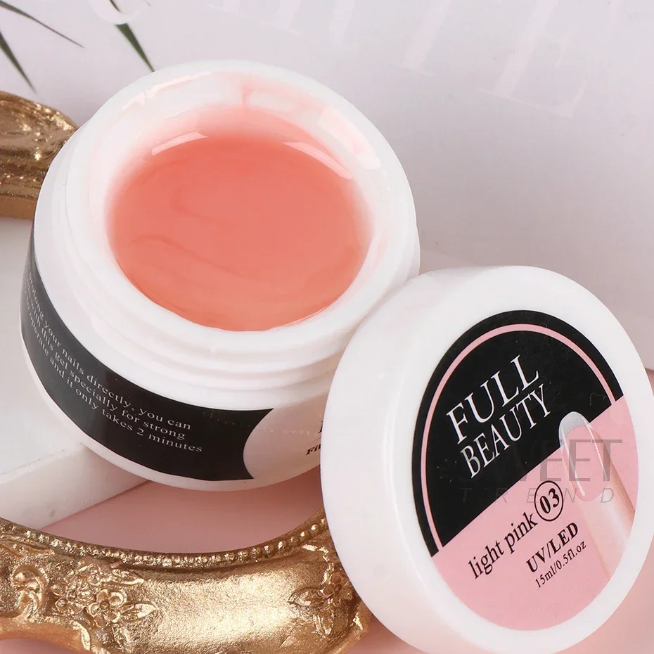 15ml Hard Jelly Extension Nail Gel Building Prolong Crystal Gel Pink Milky White UV Soak Off Construction Tool Manicure Supplies