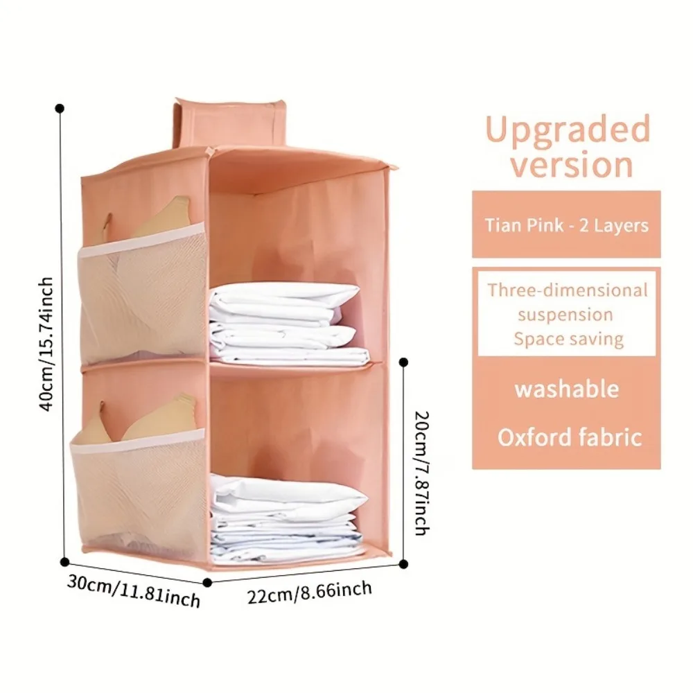Hanging Storage Organizer Non-woven Washable Wardrobe Multi-layer Folding Hanging Bra Storage Bag Underwear Socks Clothes Storage Organizer Hanging Bag