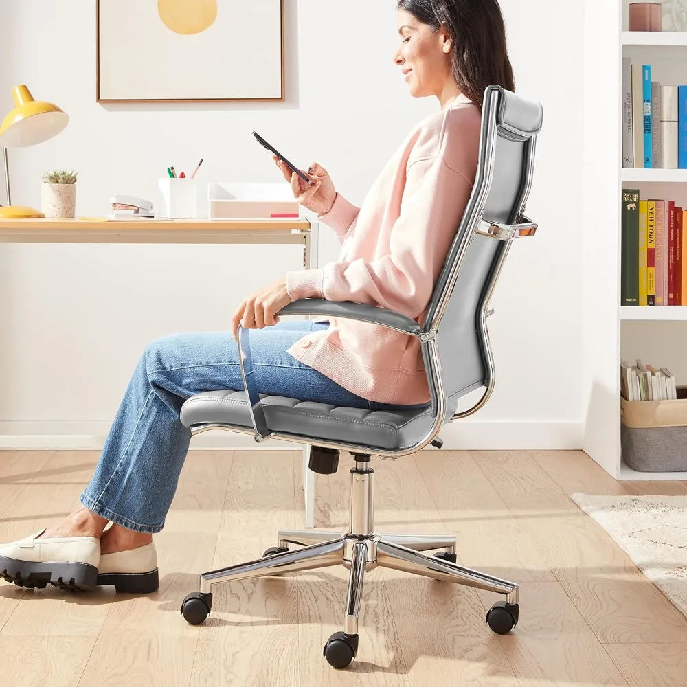 Lumbar Support Conference Room Chair 💺 High-Back Executive Swivel Office Desk Chair With Ribbed Puresoft Upholstery Ergonomic