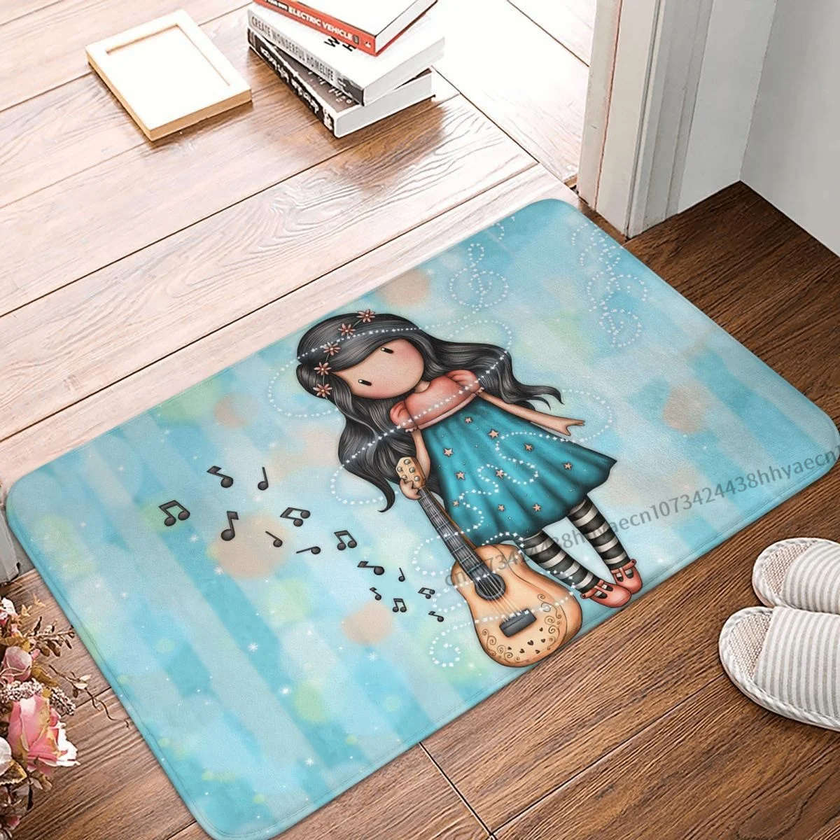 Santoro Gorjuss Manga Cute Girl Bath Mat Music Girl Doormat Flannel Carpet Entrance Door Rug