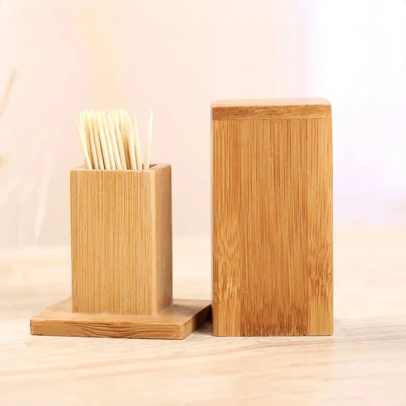 

Toothpick Holder Dispenser Box Wood Cocktail Stick Wooden Mini Kitchen Toothpicks Jar Container