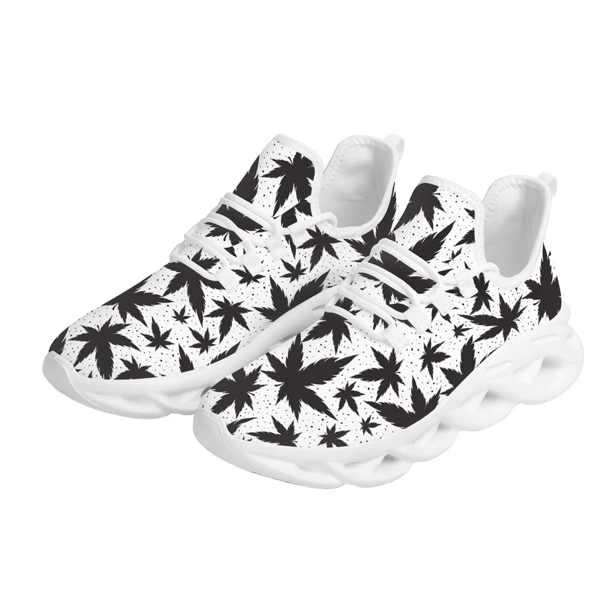 3D Printing Plant Leaf Ladies Vulcanized Shoes Outdoor Casual Jogging Shoes Fashion Lace Up Sneakers Zapatos Mujer