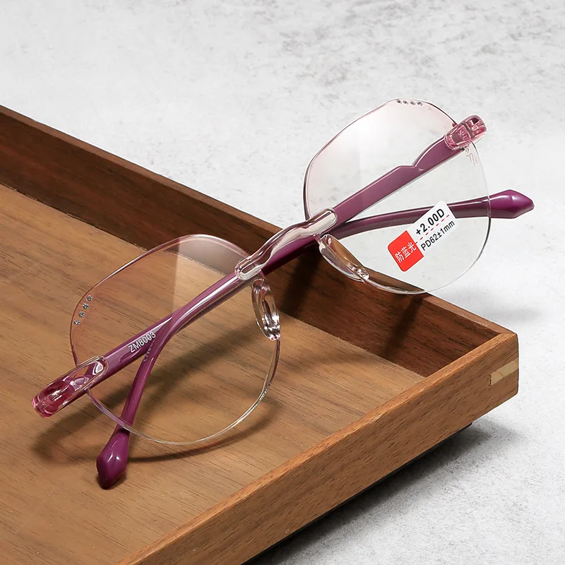 Vintage Rimless Bifocal Anti Blue Light Progressive Reading Glasses