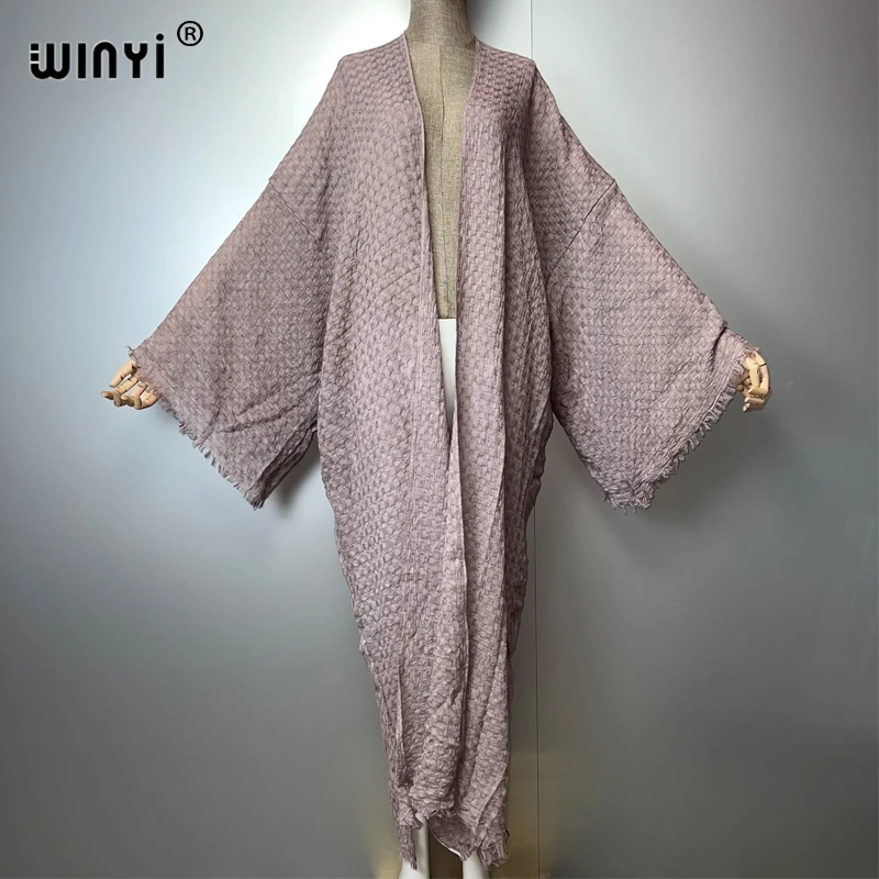 WINYI Tie-dyed winter tassel cardigan Africa women maxi jacket